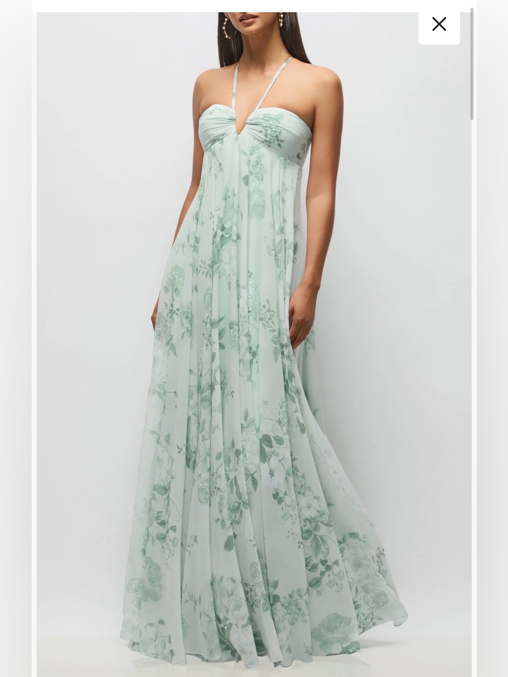 Dessy Collection Strapless Floral Maxi Dress in Mint